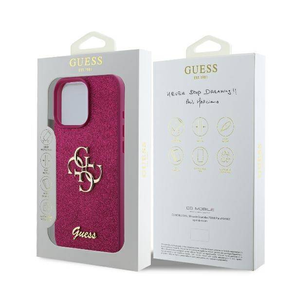 Tok Apple iPhone 16-hoz, Guess, Fixed Glitter Big 4G, Lila