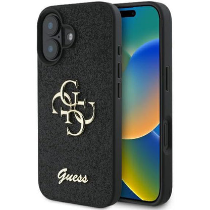 Tok Apple iPhone 16-hoz, Guess, Fixed Glitter Big 4G, Fekete
