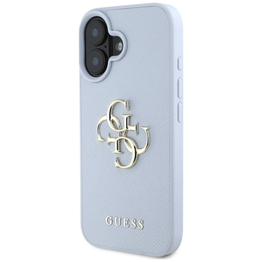 Tok Apple iPhone 16-hoz, Guess, Grained Big 4G Logo Small Classic Logo, Kék