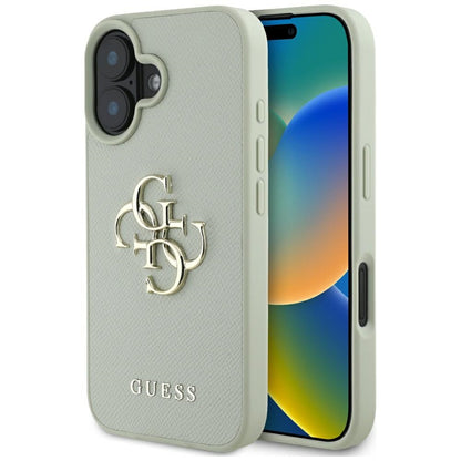 Tok Apple iPhone 16-hoz, Guess, Grained Big 4G Logo Small Classic Logo, Zöld