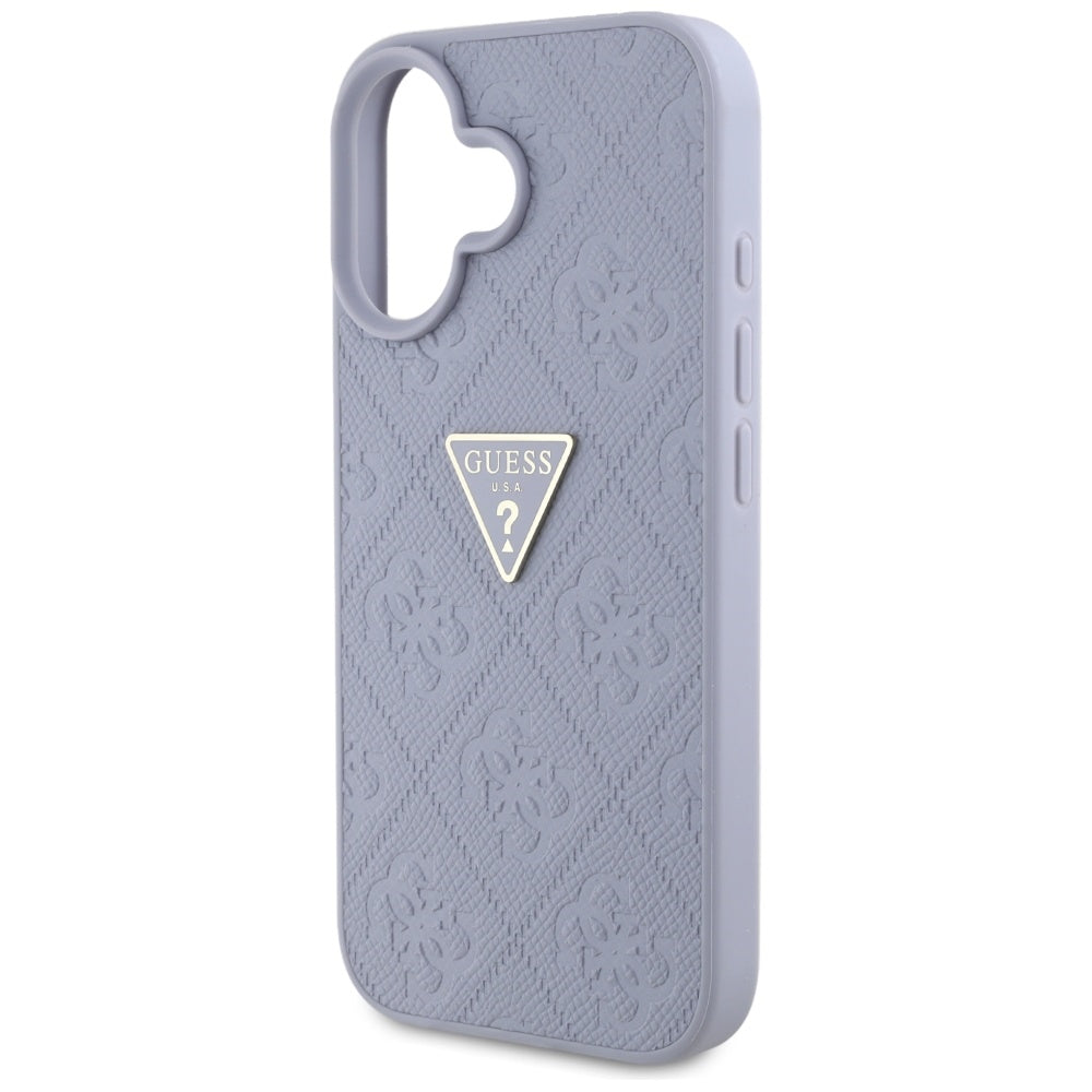 Tok a Apple iPhone 16-hoz, Guess, Hot Stamp 4G Pattern Triangle Logo, Világoslila