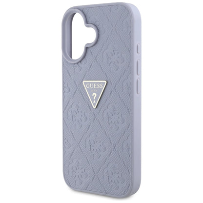 Tok a Apple iPhone 16-hoz, Guess, Hot Stamp 4G Pattern Triangle Logo, Világoslila