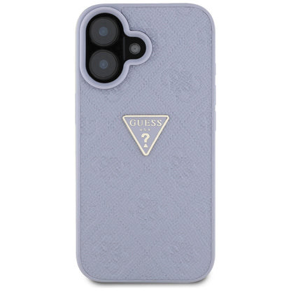 Tok a Apple iPhone 16-hoz, Guess, Hot Stamp 4G Pattern Triangle Logo, Világoslila