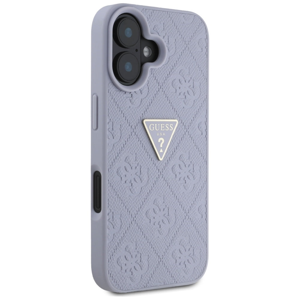Tok a Apple iPhone 16-hoz, Guess, Hot Stamp 4G Pattern Triangle Logo, Világoslila