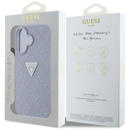 Tok a Apple iPhone 16-hoz, Guess, Hot Stamp 4G Pattern Triangle Logo, Világoslila