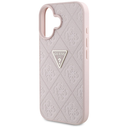 Tok Apple iPhone 16-hoz, Guess, Hot Stamp 4G Pattern Triangle Logo, Rózsaszín