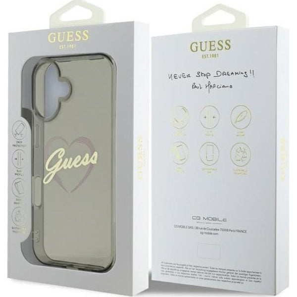 Tok Apple iPhone 16-hoz, Guess, IML Heart, Fekete