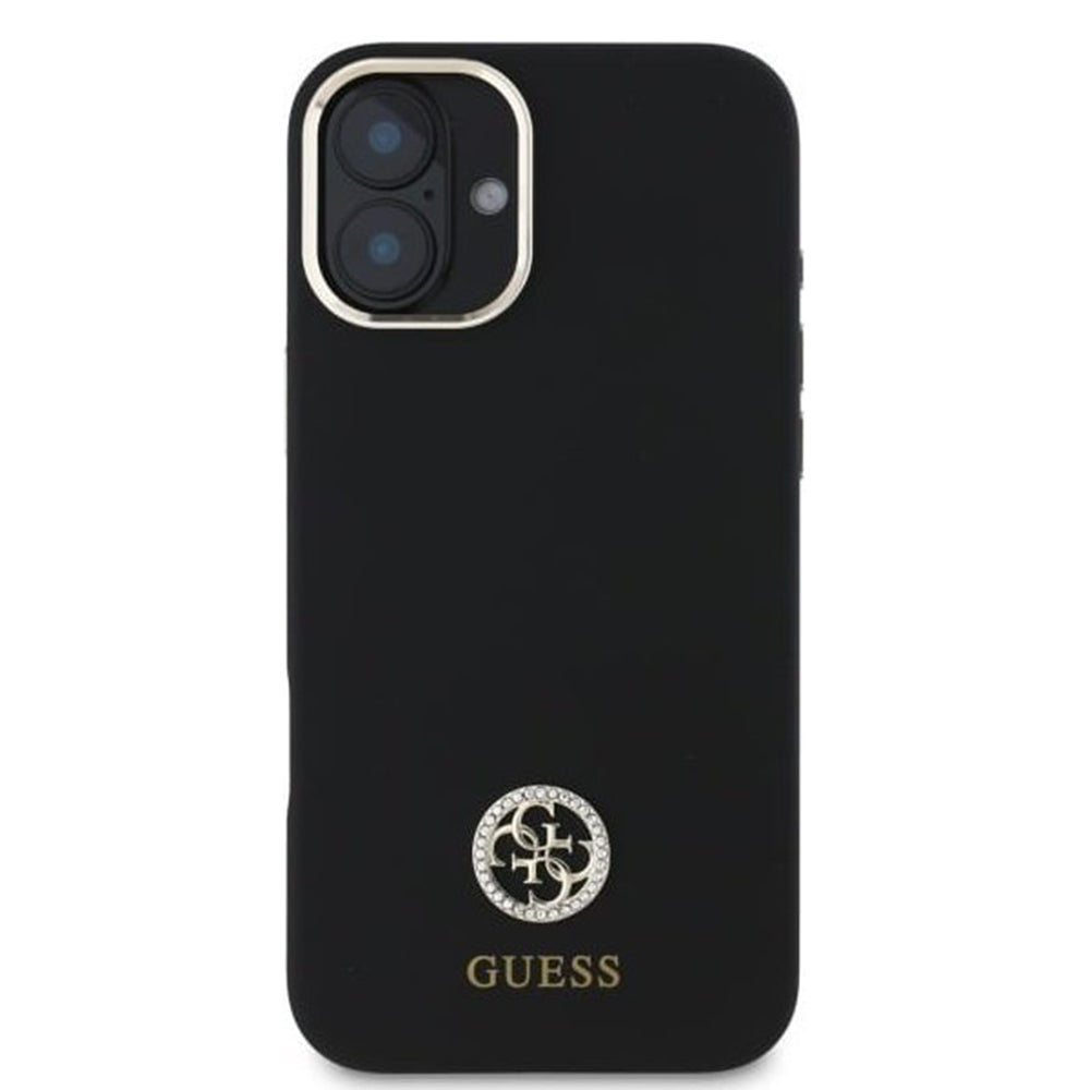 Tok a Apple iPhone 16-hoz, Guess, Logo Strass 4G, Fekete