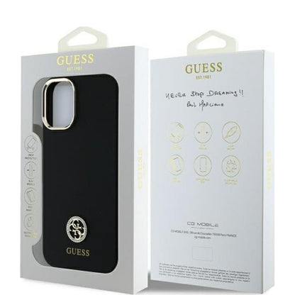 Tok a Apple iPhone 16-hoz, Guess, Logo Strass 4G, Fekete