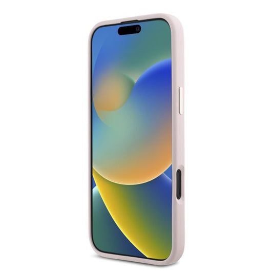Tok a Apple iPhone 16-hoz, Guess, Script Metal Logo & Frame, Rózsaszín