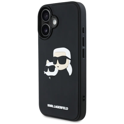 Tok a Apple iPhone 16-hoz, Karl Lagerfeld, 3D Rubber Karl & Choupette, Fekete