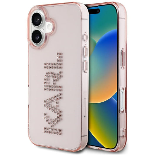 Tok Apple iPhone 16-hoz, Karl Lagerfeld, IML Rhinestones Pink Logo, Rózsaszín
