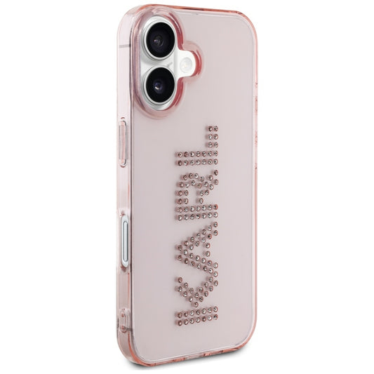 Tok Apple iPhone 16-hoz, Karl Lagerfeld, IML Rhinestones Pink Logo, Rózsaszín