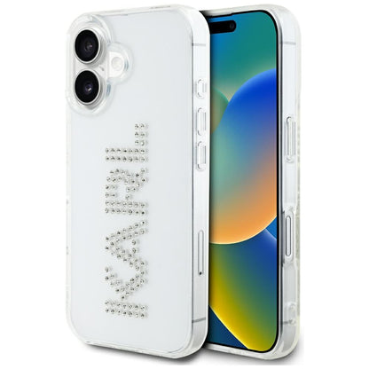 Tok Apple iPhone 16-hoz, Karl Lagerfeld, IML Rhinestones Transparent Logo, Átlátszó