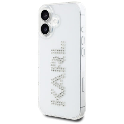 Tok Apple iPhone 16-hoz, Karl Lagerfeld, IML Rhinestones Transparent Logo, Átlátszó