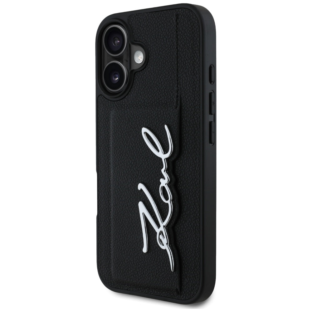 Tok Apple iPhone 16-hoz, Karl Lagerfeld, Metal Signature, Fekete
