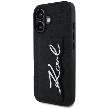 Tok Apple iPhone 16-hoz, Karl Lagerfeld, Metal Signature, Fekete