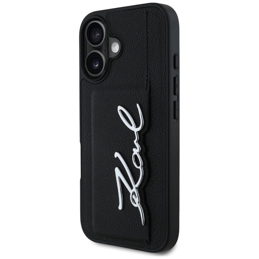 Tok Apple iPhone 16-hoz, Karl Lagerfeld, Metal Signature, Fekete