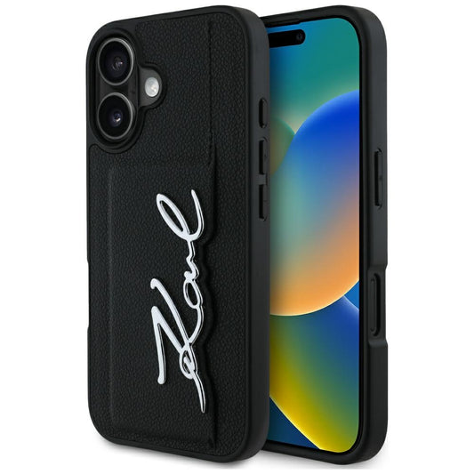 Tok Apple iPhone 16-hoz, Karl Lagerfeld, Metal Signature, Fekete