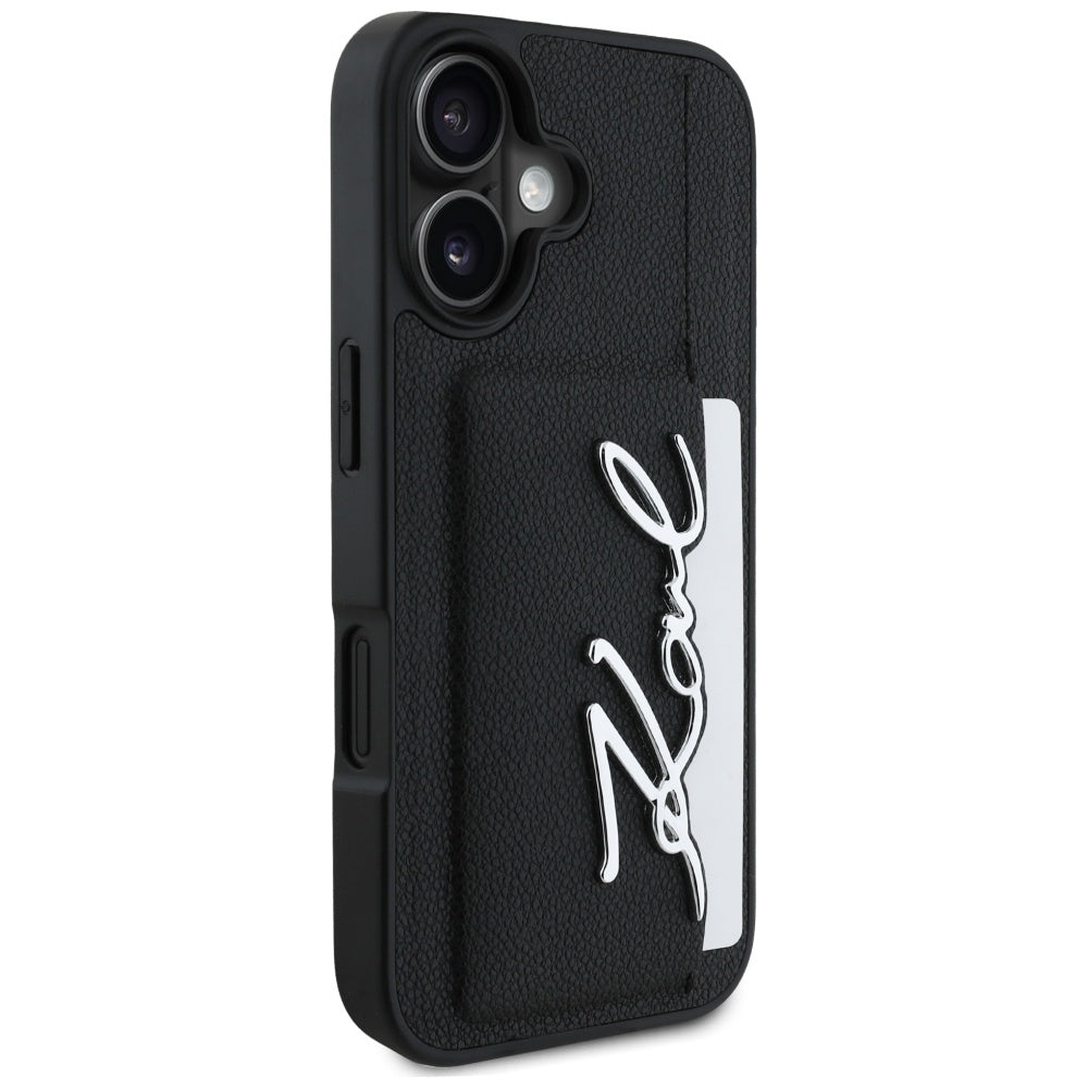 Tok Apple iPhone 16-hoz, Karl Lagerfeld, Metal Signature, Fekete