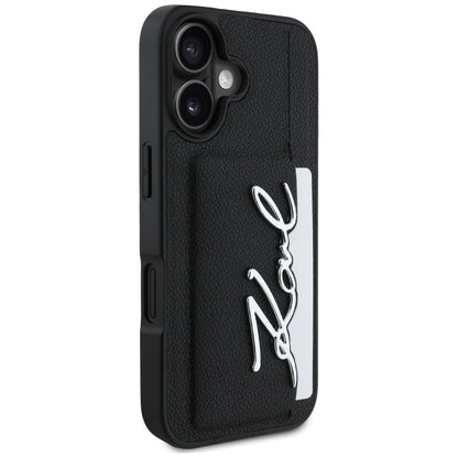 Tok Apple iPhone 16-hoz, Karl Lagerfeld, Metal Signature, Fekete