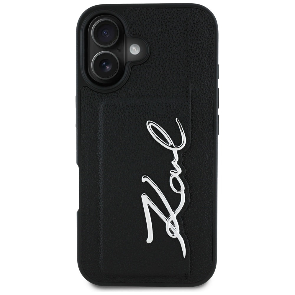 Tok Apple iPhone 16-hoz, Karl Lagerfeld, Metal Signature, Fekete