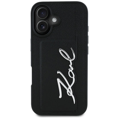 Tok Apple iPhone 16-hoz, Karl Lagerfeld, Metal Signature, Fekete