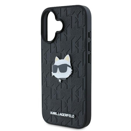 Tok Apple iPhone 16-hoz, Karl Lagerfeld, Monogram Choupette's Head, Fekete