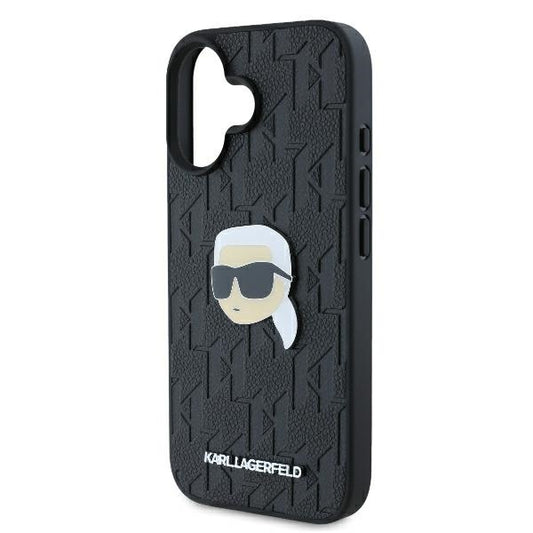 Tok Apple iPhone 16-hoz, Karl Lagerfeld, Monogram Karl's Head, Fekete