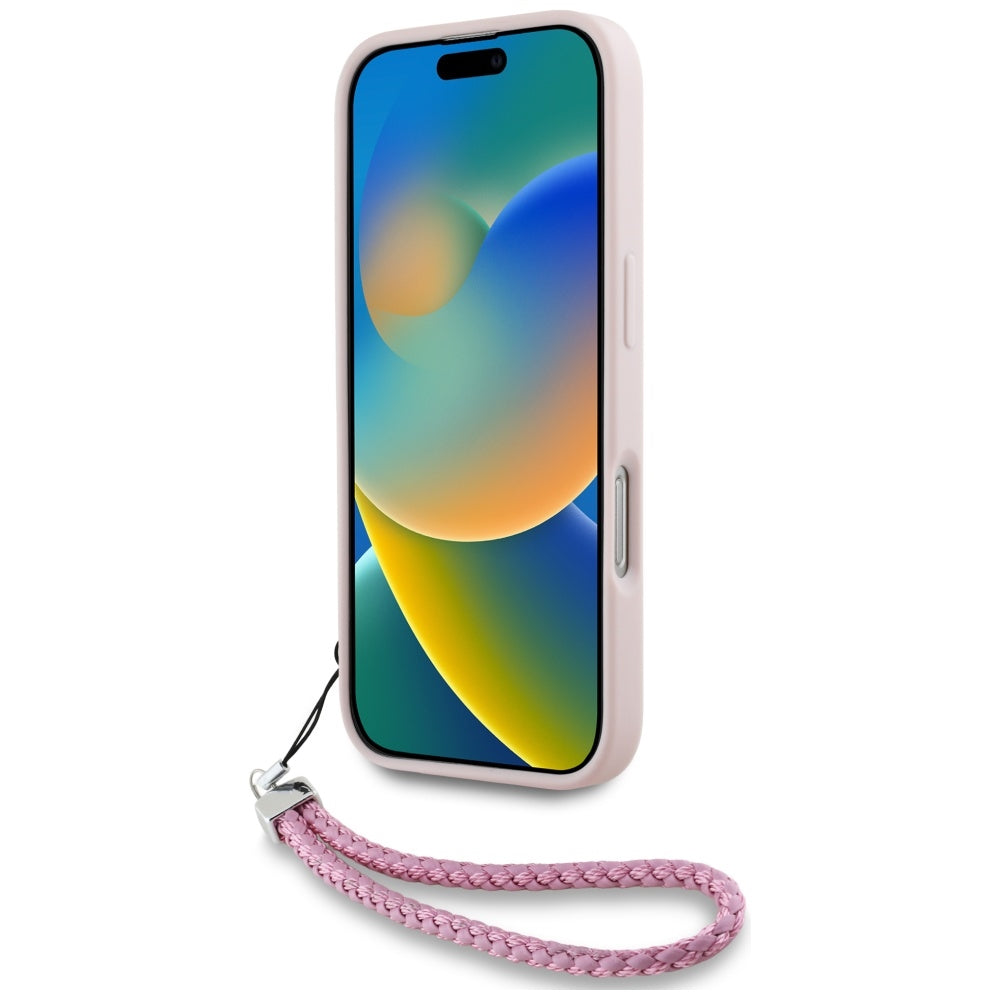 Tok Apple iPhone 16-hoz, Karl Lagerfeld, Steppelt Kezdőbetűs Logó & Lánchurok, Rózsaszín