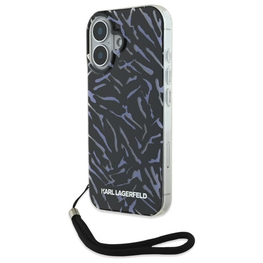 Tok Apple iPhone 16-hoz, Karl Lagerfeld, Zebra with Cord Strap, Lila