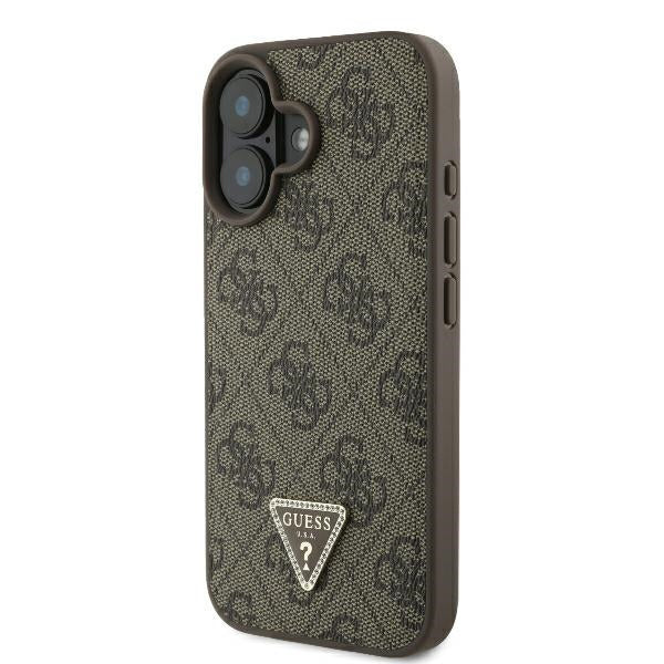Tok a Apple iPhone 16 Plus-hoz, Guess, 4G Triangle Strass, Barna