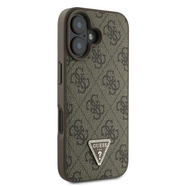 Tok a Apple iPhone 16 Plus-hoz, Guess, 4G Triangle Strass, Barna