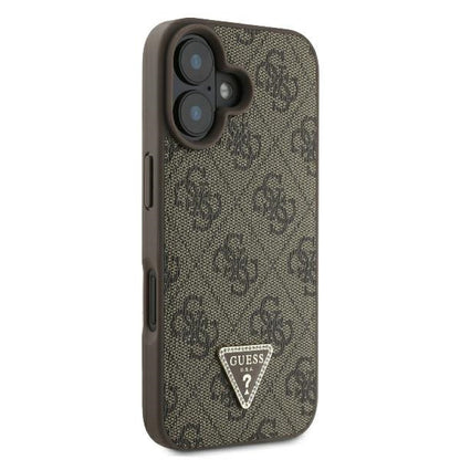 Tok a Apple iPhone 16 Plus-hoz, Guess, 4G Triangle Strass, Barna