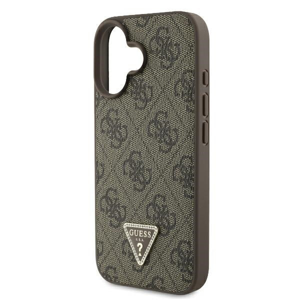 Tok a Apple iPhone 16 Plus-hoz, Guess, 4G Triangle Strass, Barna