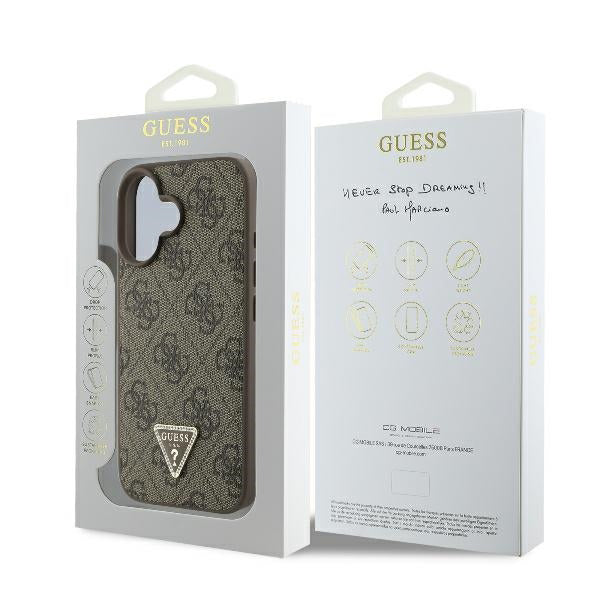 Tok a Apple iPhone 16 Plus-hoz, Guess, 4G Triangle Strass, Barna