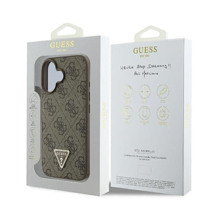 Tok a Apple iPhone 16 Plus-hoz, Guess, 4G Triangle Strass, Barna