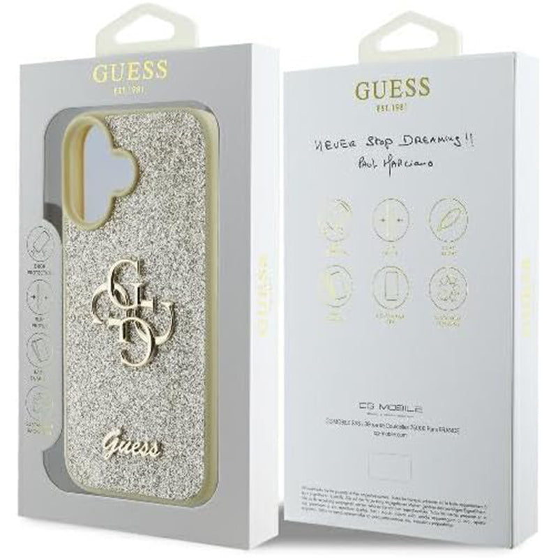 Tok Apple iPhone 16 Plus-hoz, Guess, Fixed Glitter Big 4G, Arany