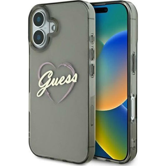 Tok Apple iPhone 16 Plus-hoz, Guess, IML Heart, Fekete