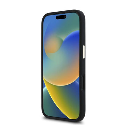 Tok a Apple iPhone 16 Plus-hoz, Guess, Script Metal Logo & Frame, Fekete