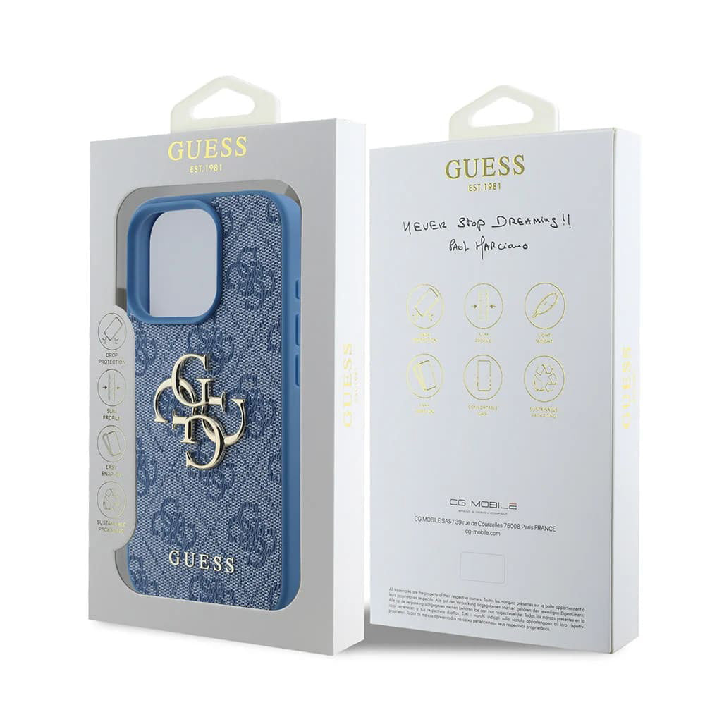 Case for Apple iPhone 16 Pro, Guess, 4G Big Logo, Blue