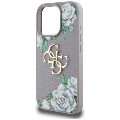 Case for Apple iPhone 16 Pro, Guess, 4G Grained Roses Big Logo, Purple