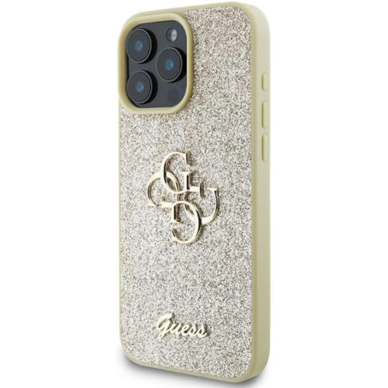Case for Apple iPhone 16 Pro, Guess, Fixed Glitter Big 4G, Gold