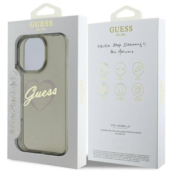Tok Apple iPhone 16 Pro-hoz, Guess, IML Heart, Fekete