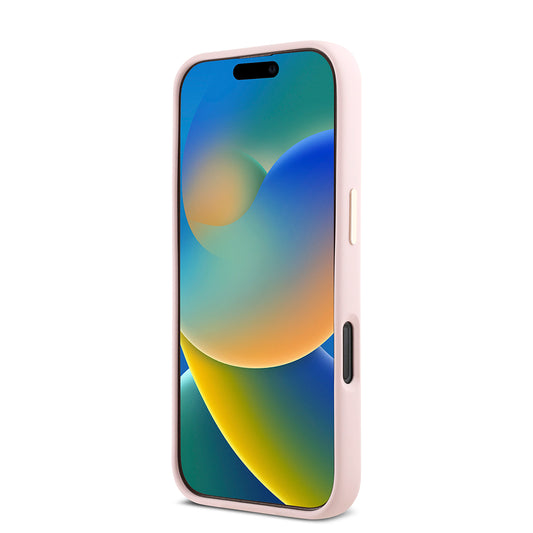 Tok Apple iPhone 16 Pro-hoz, Guess, Script Metal Logo & Frame, Rózsaszín