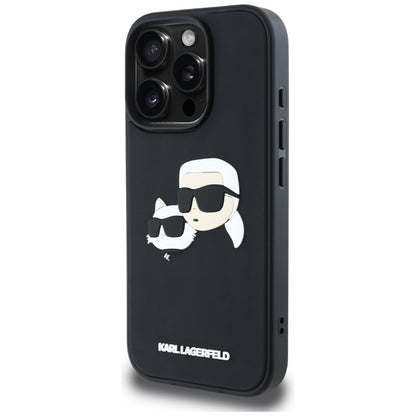 Tok a Apple iPhone 16 Pro-hoz, Karl Lagerfeld, 3D Rubber Karl & Choupette, Fekete