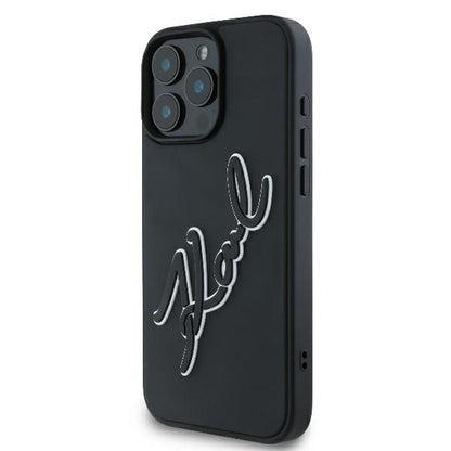 Case for Apple iPhone 16 Pro, Karl Lagerfeld, 3D Rubber Signature, Black