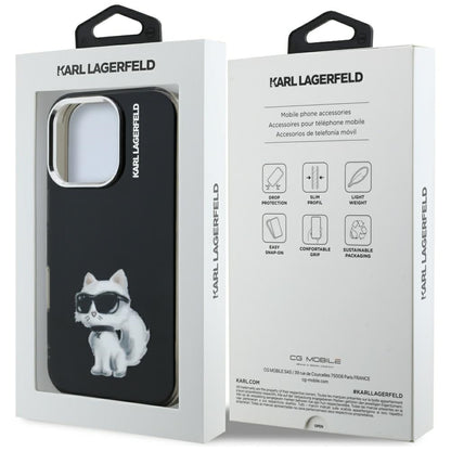 Tok Apple iPhone 16 Pro-hoz, Karl Lagerfeld, IML Aquarelle Logo Choupette, Fekete