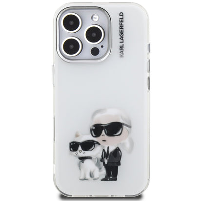Tok Apple iPhone 16 Pro-hoz, Karl Lagerfeld, IML Aquarelle Logo Karl & Choupette, Fehér