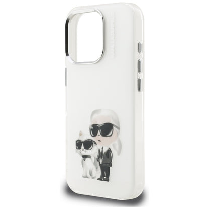Tok Apple iPhone 16 Pro-hoz, Karl Lagerfeld, IML Aquarelle Logo Karl & Choupette, Fehér